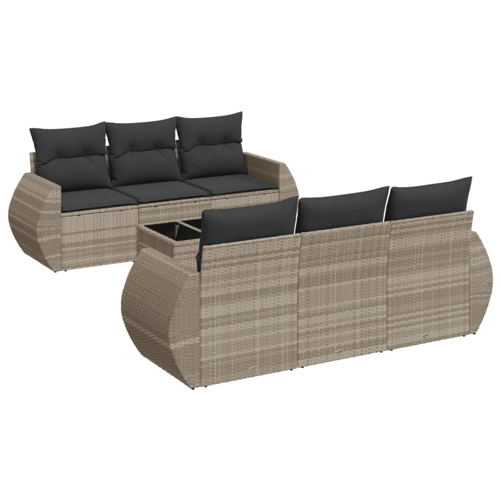 7-delige Loungeset met kussens poly rattan lichtgrijs is nu te koop bij PeponiXL, paradijselijk wonen!