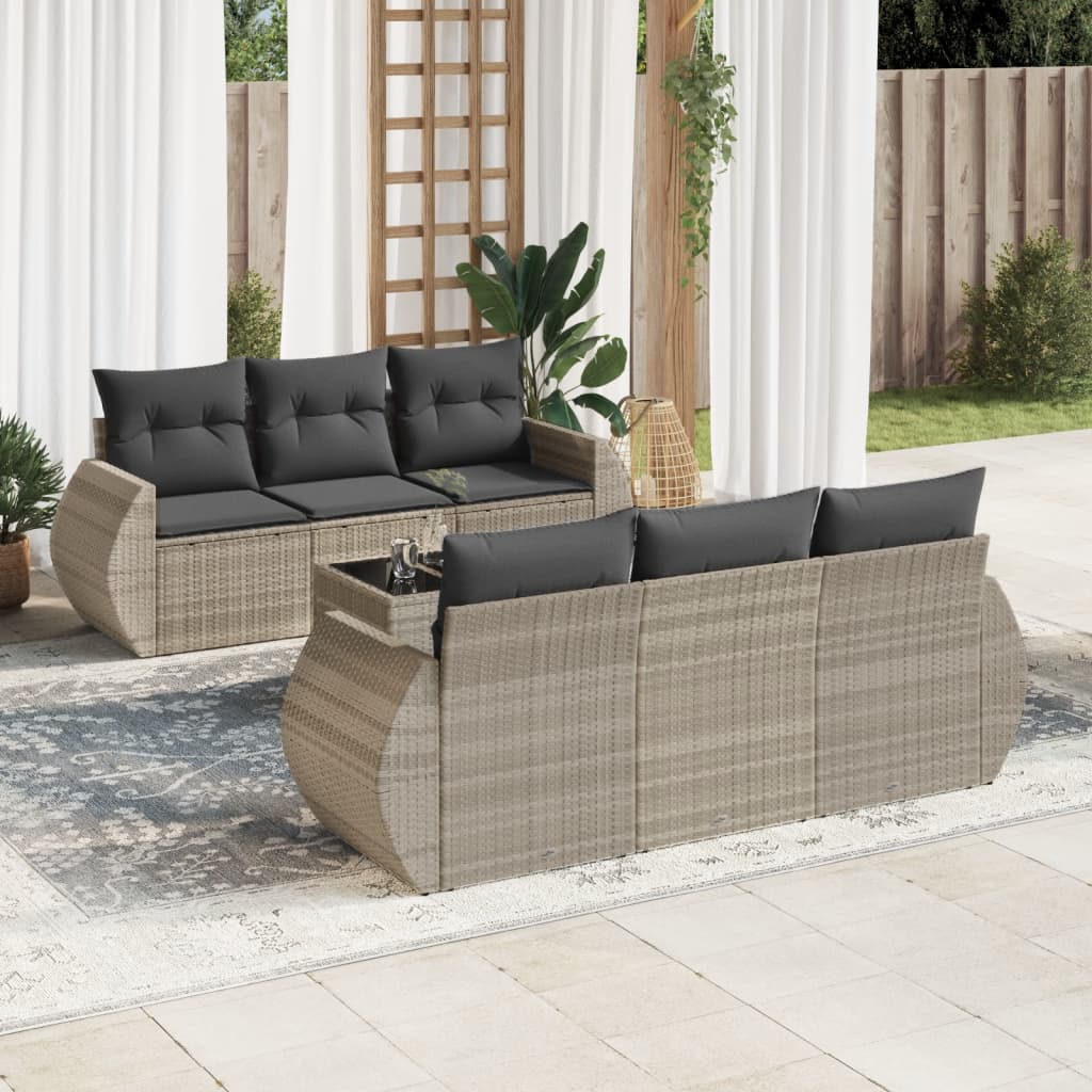 7-delige Loungeset met kussens poly rattan lichtgrijs is nu te koop bij PeponiXL, paradijselijk wonen!