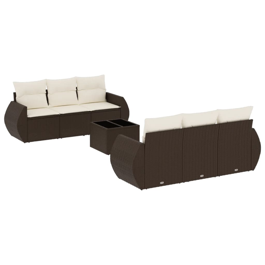 7-delige Loungeset met kussens poly rattan bruin is nu te koop bij PeponiXL, paradijselijk wonen!