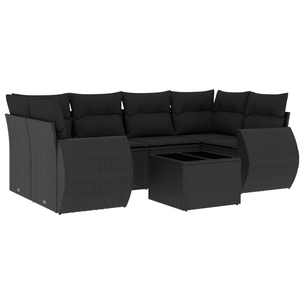 7-delige Loungeset met kussens poly rattan zwart is nu te koop bij PeponiXL, paradijselijk wonen!