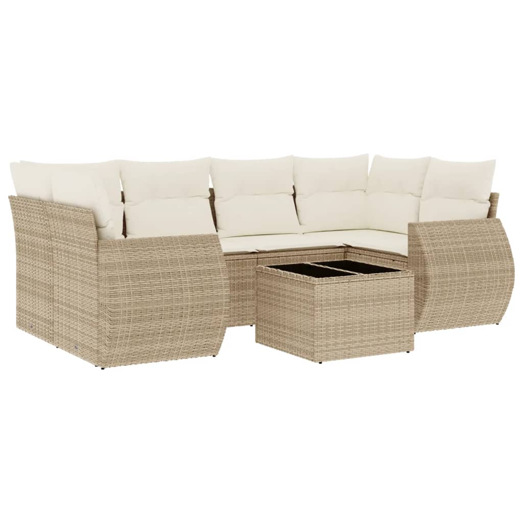 7-delige Loungeset met kussens poly rattan beige is nu te koop bij PeponiXL, paradijselijk wonen!
