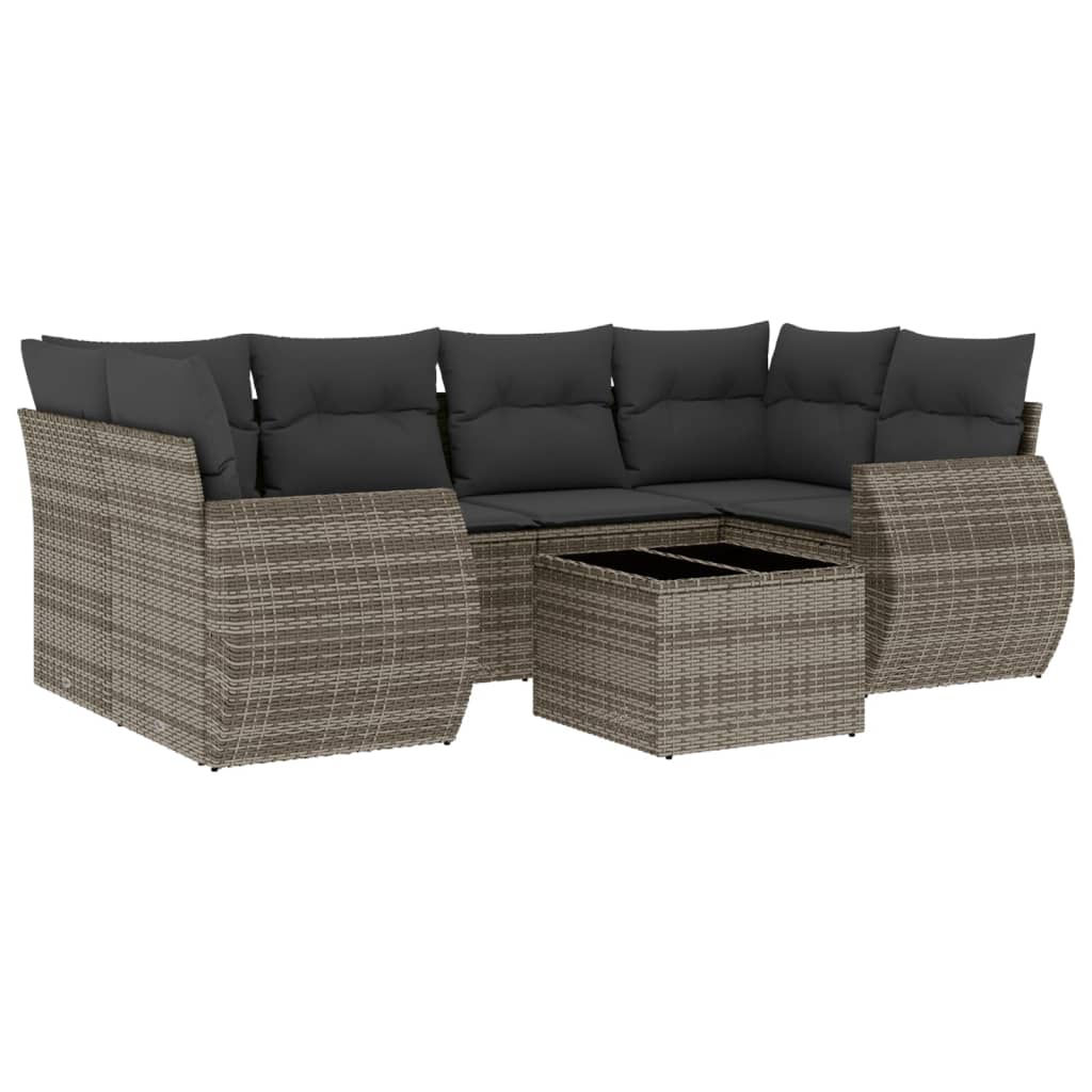 7-delige Loungeset met kussens poly rattan grijs is nu te koop bij PeponiXL, paradijselijk wonen!