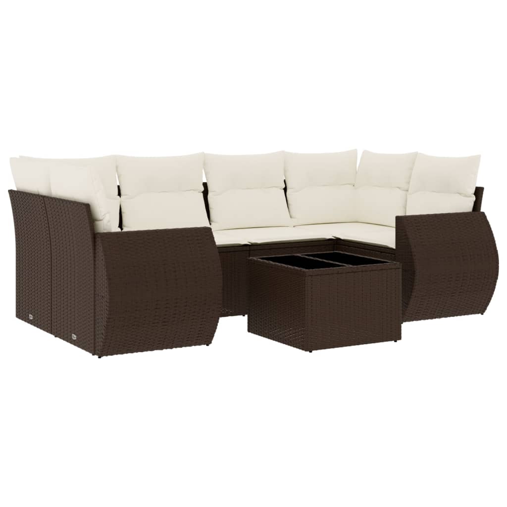 7-delige Loungeset met kussens poly rattan bruin is nu te koop bij PeponiXL, paradijselijk wonen!