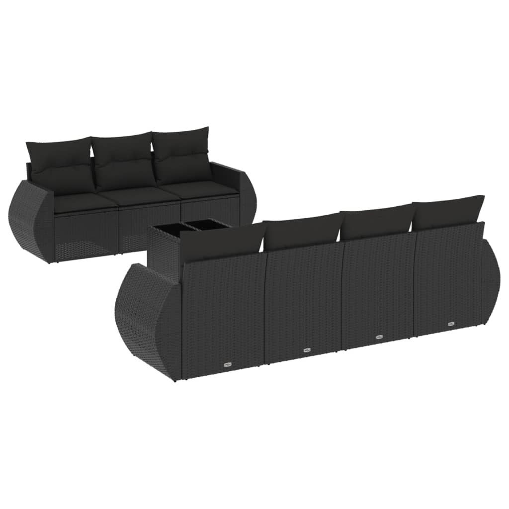 8-delige Loungeset met kussens poly rattan zwart is nu te koop bij PeponiXL, paradijselijk wonen!