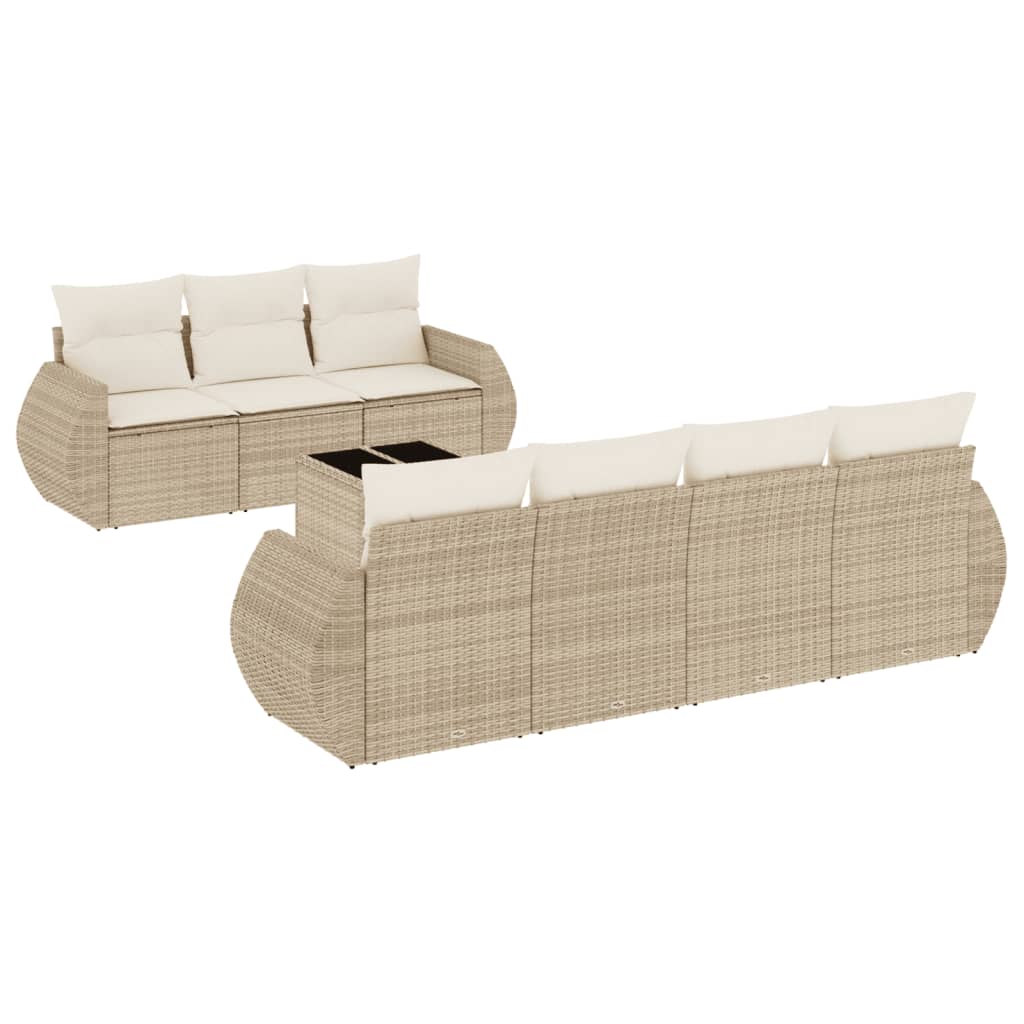 8-delige Loungeset met kussens poly rattan beige is nu te koop bij PeponiXL, paradijselijk wonen!