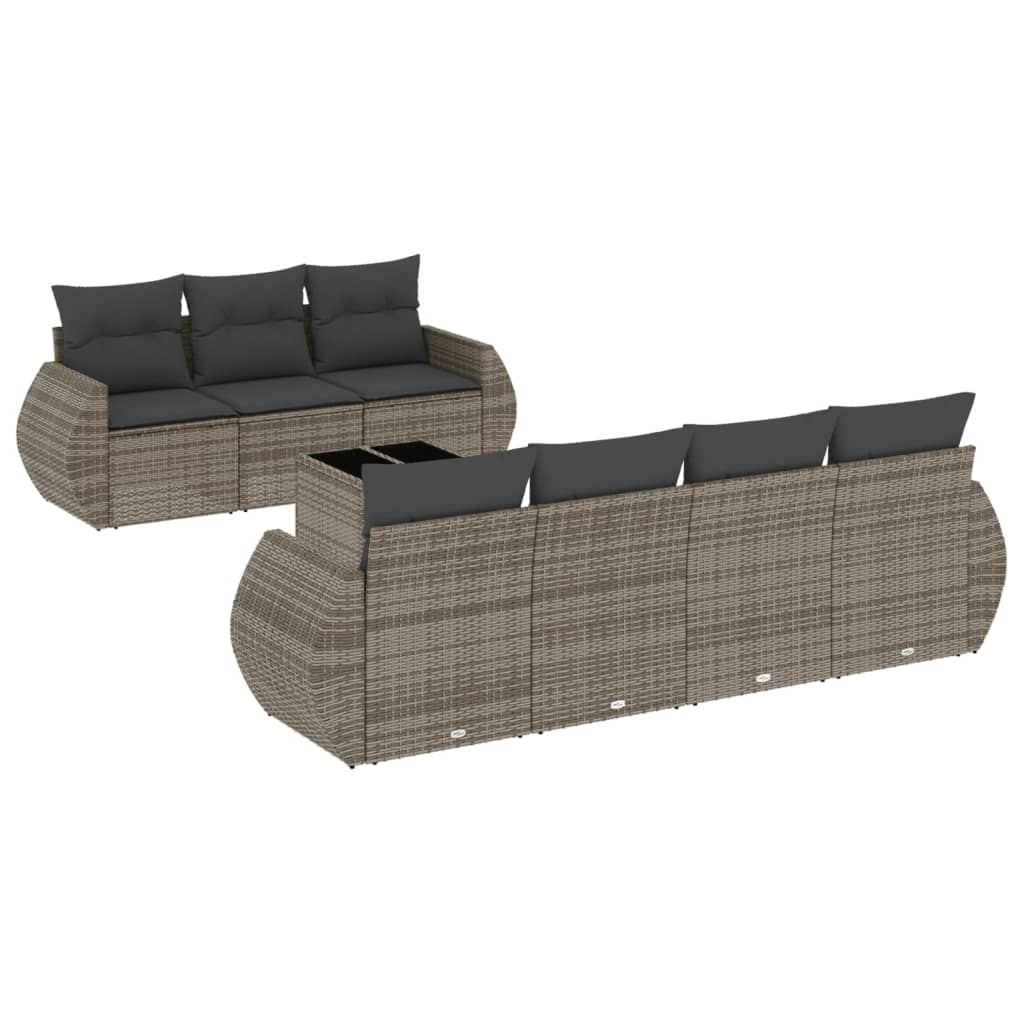 8-delige Loungeset met kussens poly rattan grijs is nu te koop bij PeponiXL, paradijselijk wonen!