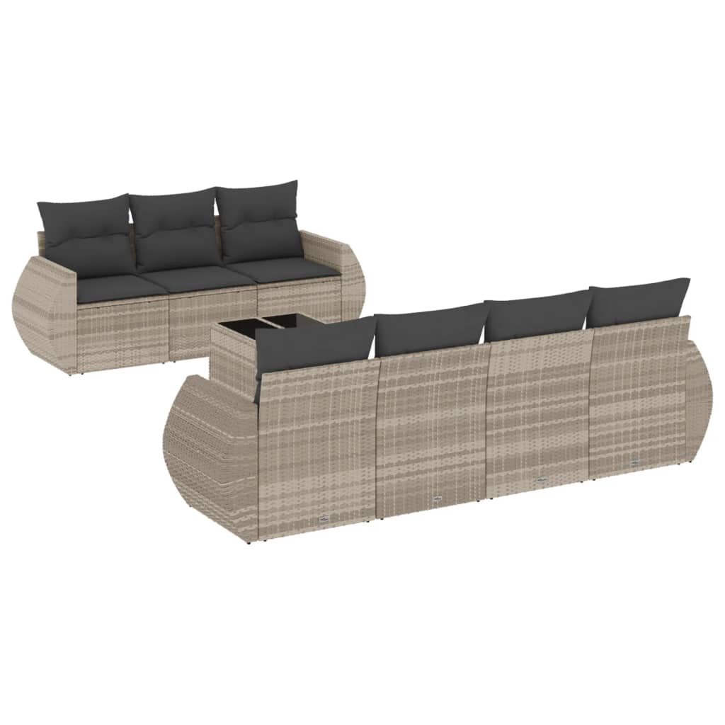 8-delige Loungeset met kussens poly rattan lichtgrijs is nu te koop bij PeponiXL, paradijselijk wonen!