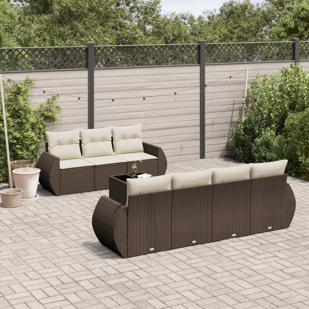 8-delige Loungeset met kussens poly rattan bruin is nu te koop bij PeponiXL, paradijselijk wonen!
