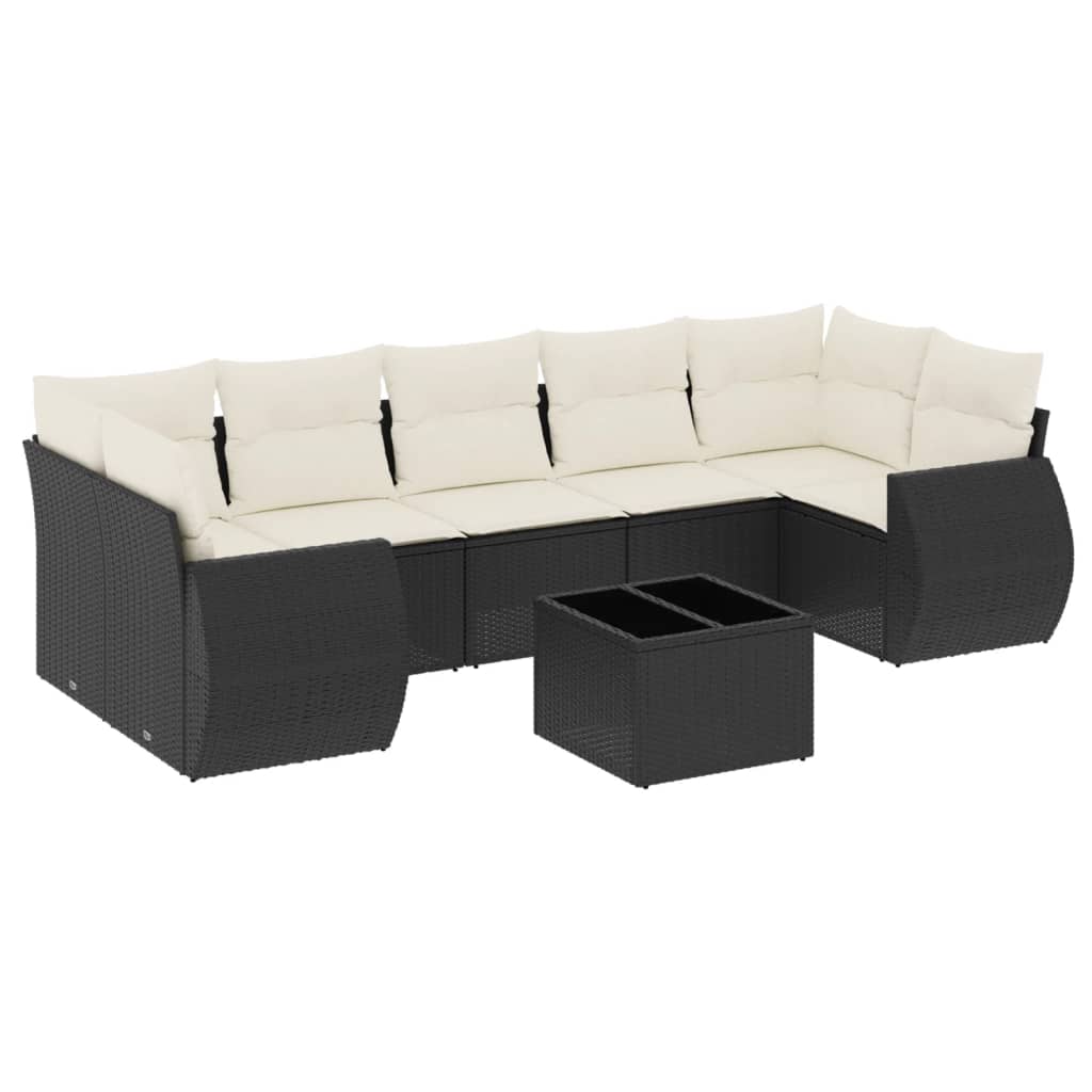 8-delige Loungeset met kussens poly rattan zwart is nu te koop bij PeponiXL, paradijselijk wonen!