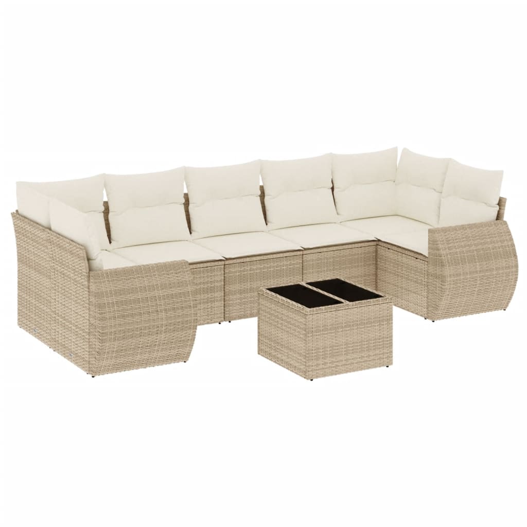 8-delige Loungeset met kussens poly rattan beige is nu te koop bij PeponiXL, paradijselijk wonen!