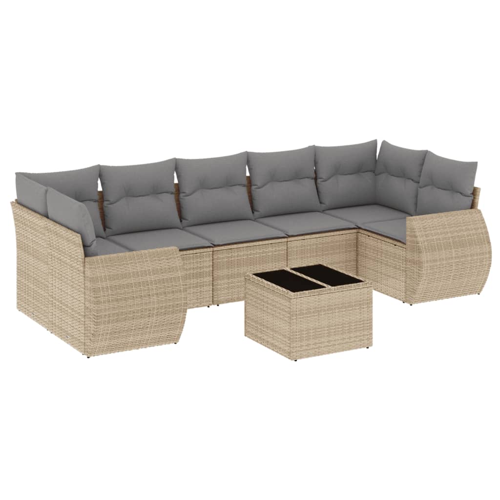 8-delige Loungeset met kussens poly rattan beige is nu te koop bij PeponiXL, paradijselijk wonen!