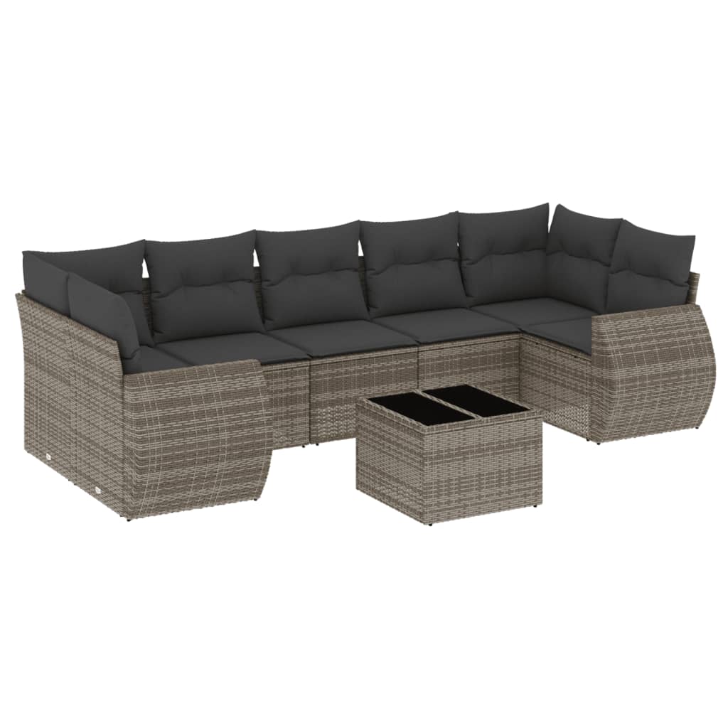 8-delige Loungeset met kussens poly rattan grijs is nu te koop bij PeponiXL, paradijselijk wonen!