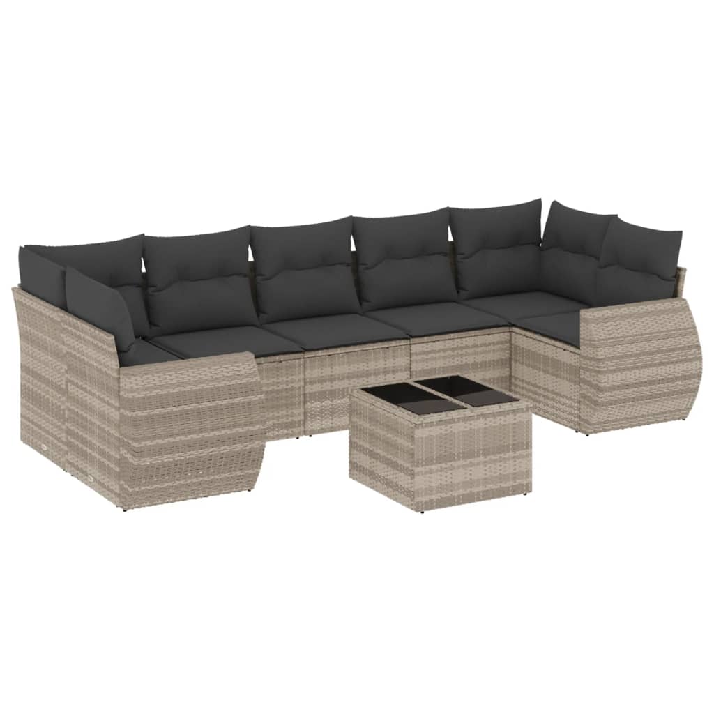 8-delige Loungeset met kussens poly rattan lichtgrijs is nu te koop bij PeponiXL, paradijselijk wonen!