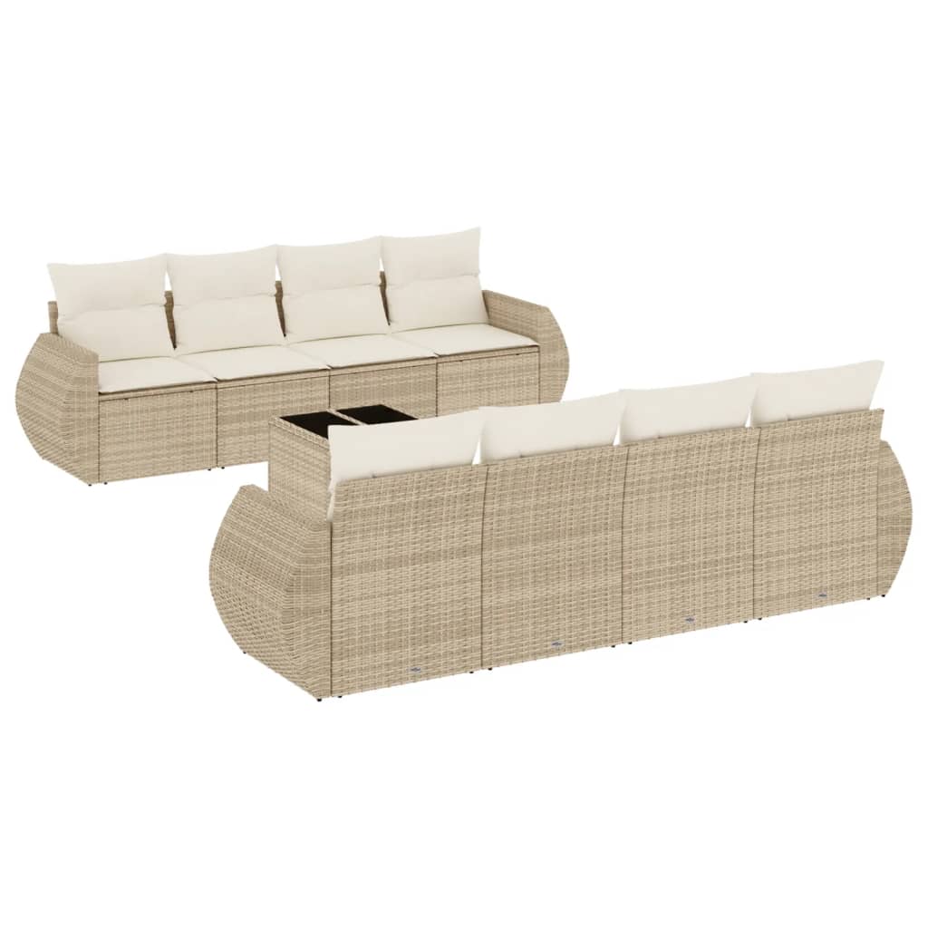 9-delige Loungeset met kussens poly rattan beige is nu te koop bij PeponiXL, paradijselijk wonen!