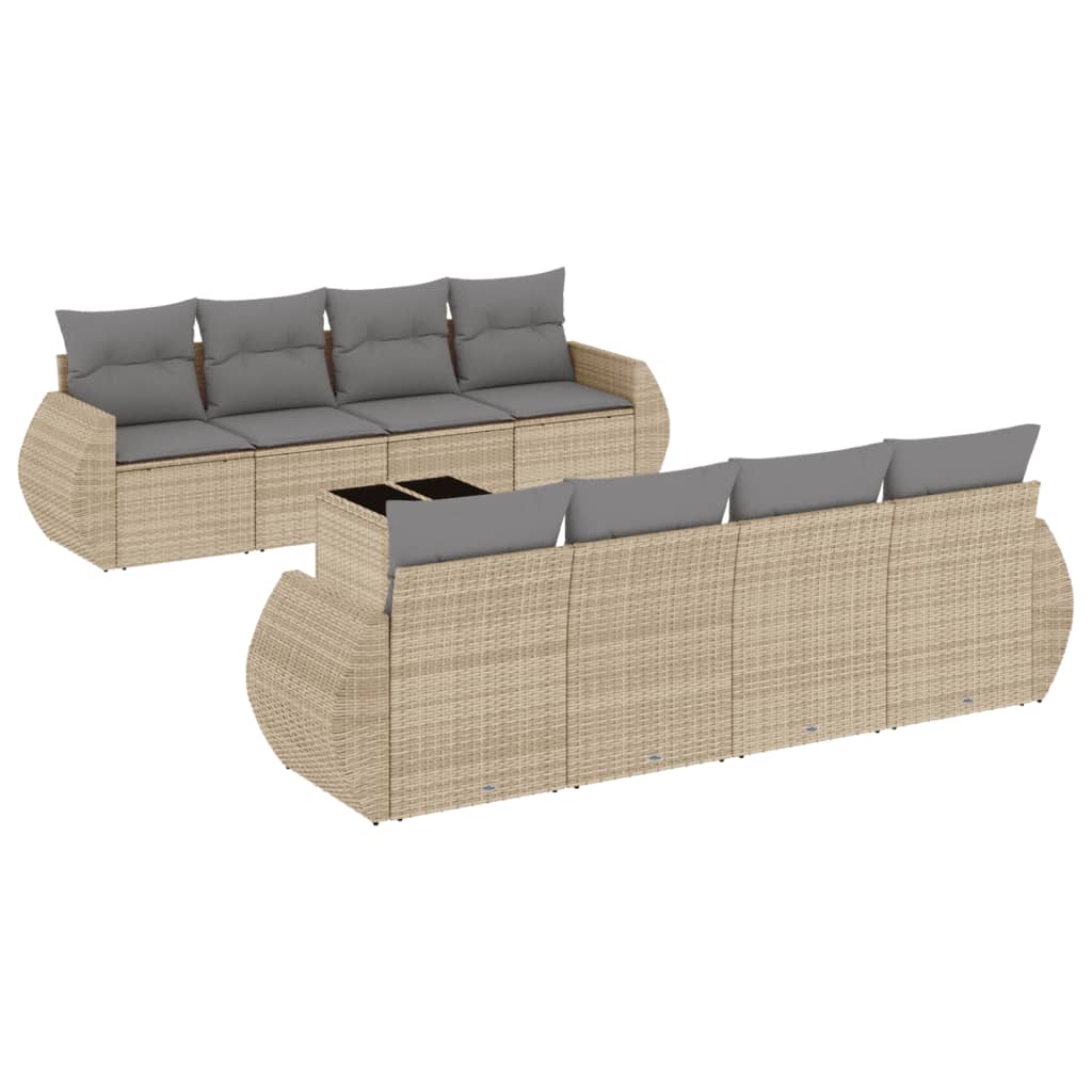 9-delige Loungeset met kussens poly rattan beige is nu te koop bij PeponiXL, paradijselijk wonen!