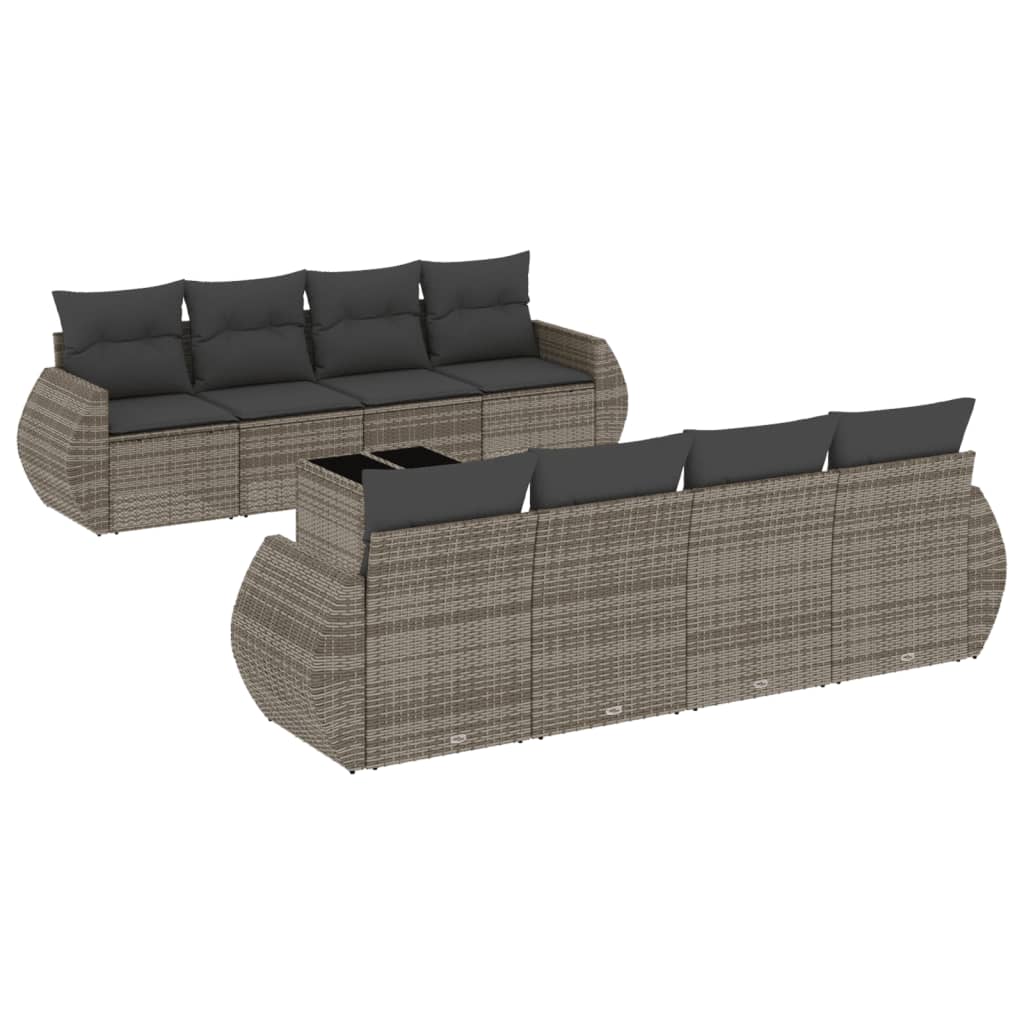 9-delige Loungeset met kussens poly rattan grijs is nu te koop bij PeponiXL, paradijselijk wonen!