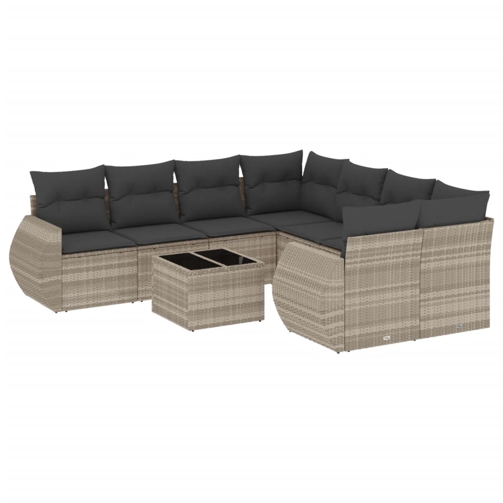 9-delige Loungeset met kussens poly rattan lichtgrijs is nu te koop bij PeponiXL, paradijselijk wonen!