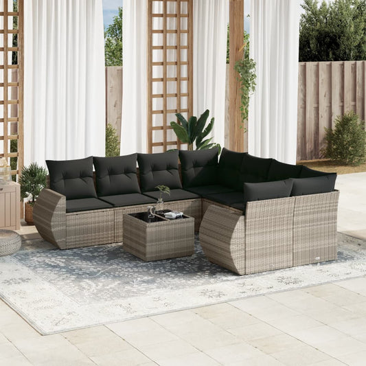9-delige Loungeset met kussens poly rattan lichtgrijs is nu te koop bij PeponiXL, paradijselijk wonen!