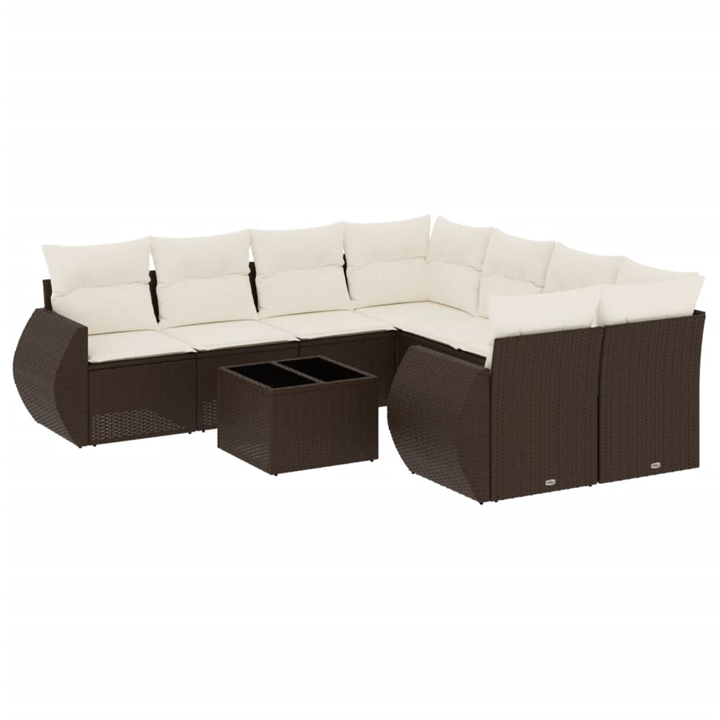 9-delige Loungeset met kussens poly rattan bruin is nu te koop bij PeponiXL, paradijselijk wonen!