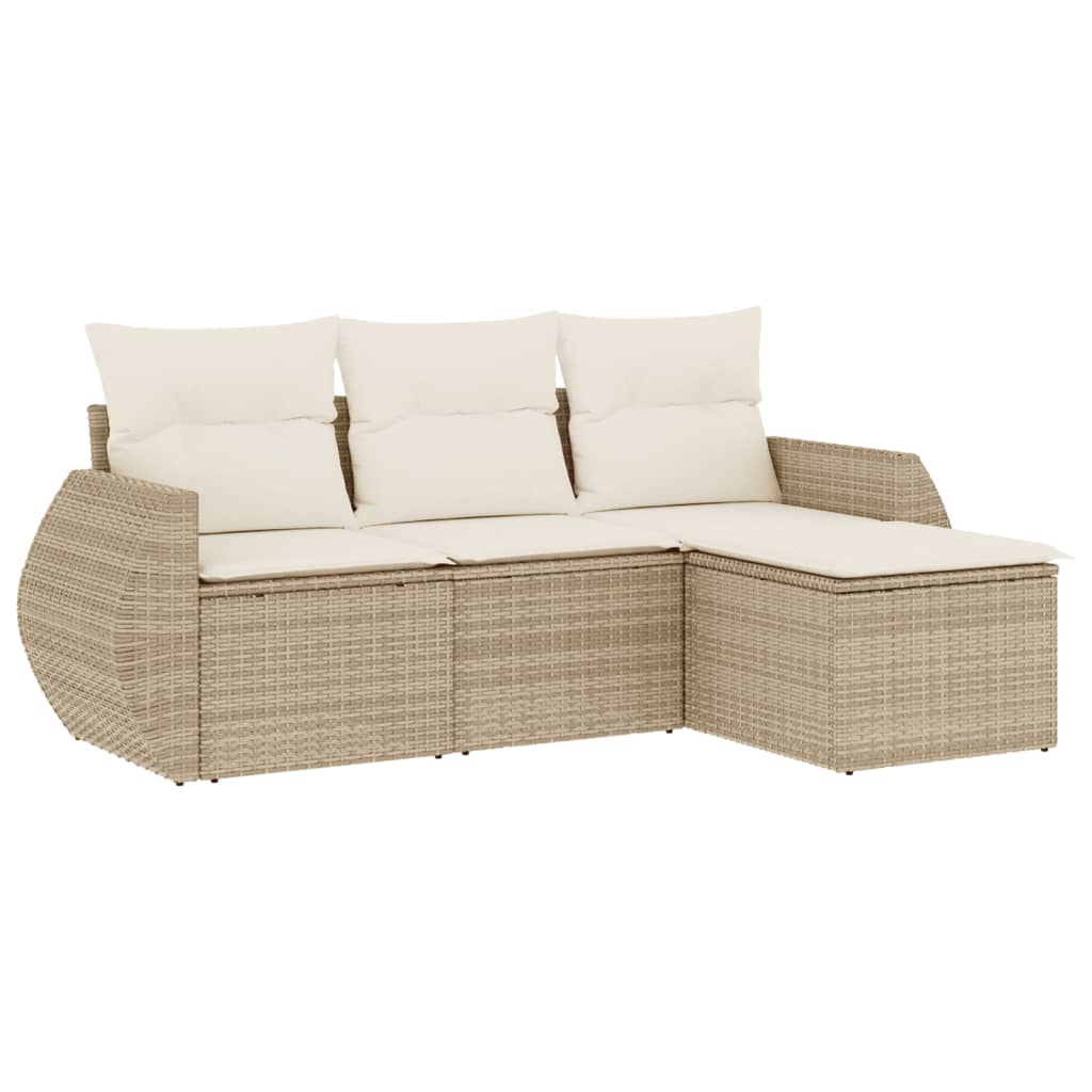 4-delige Loungeset met kussens poly rattan beige is nu te koop bij PeponiXL, paradijselijk wonen!