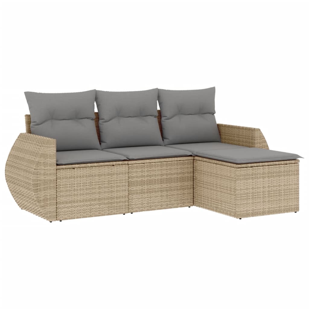 4-delige Loungeset met kussens poly rattan beige is nu te koop bij PeponiXL, paradijselijk wonen!