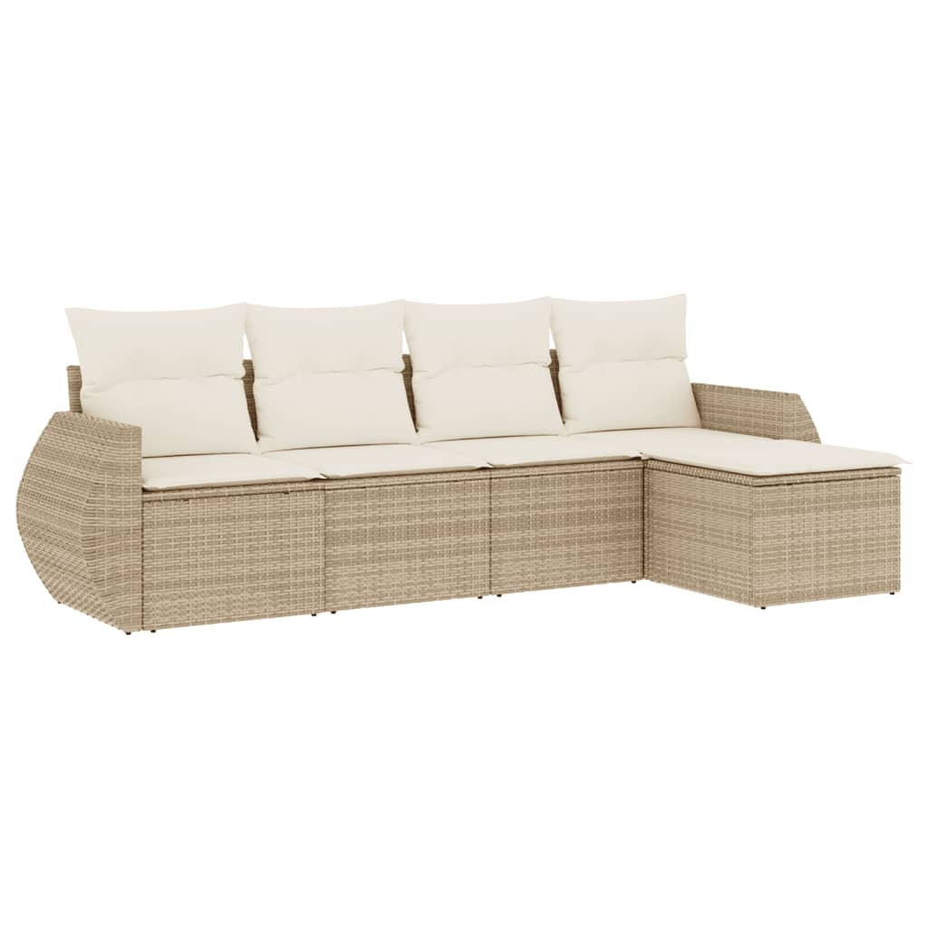 5-delige Loungeset met kussens poly rattan beige is nu te koop bij PeponiXL, paradijselijk wonen!
