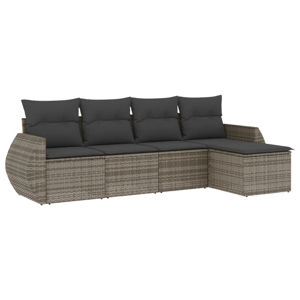 5-delige Loungeset met kussens poly rattan grijs is nu te koop bij PeponiXL, paradijselijk wonen!