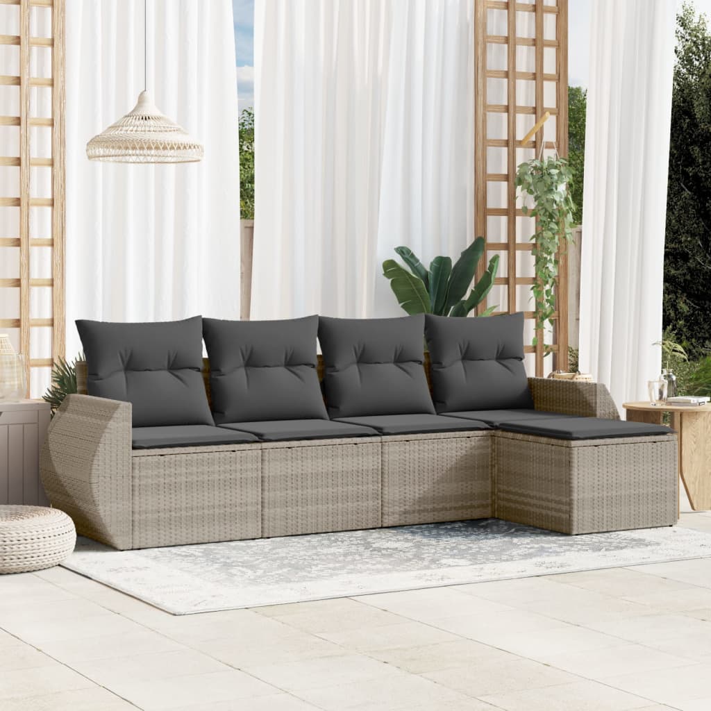 5-delige Loungeset met kussens poly rattan lichtgrijs is nu te koop bij PeponiXL, paradijselijk wonen!