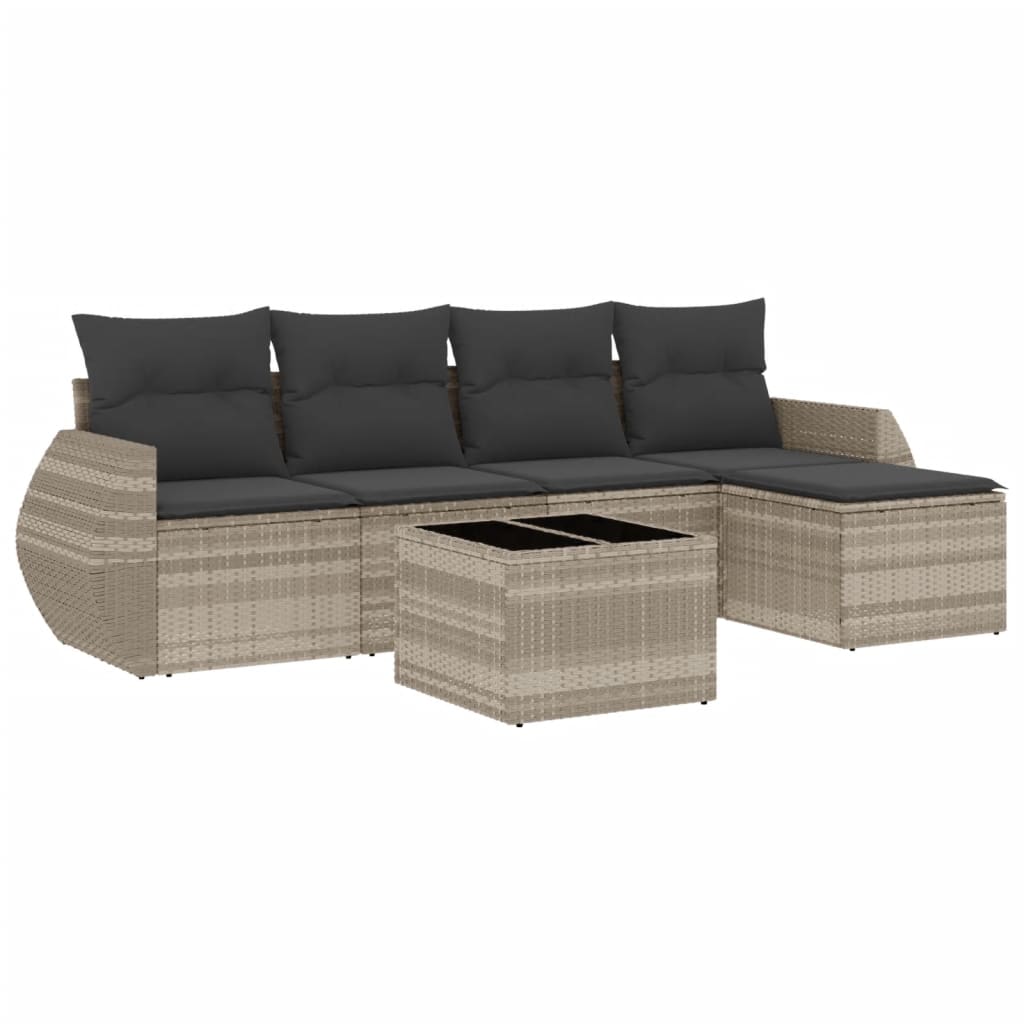 6-delige Loungeset met kussens poly rattan lichtgrijs is nu te koop bij PeponiXL, paradijselijk wonen!