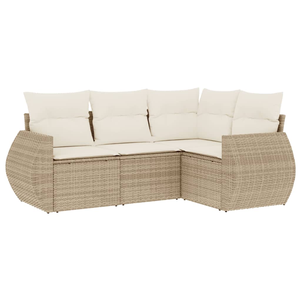 4-delige Loungeset met kussens poly rattan beige is nu te koop bij PeponiXL, paradijselijk wonen!
