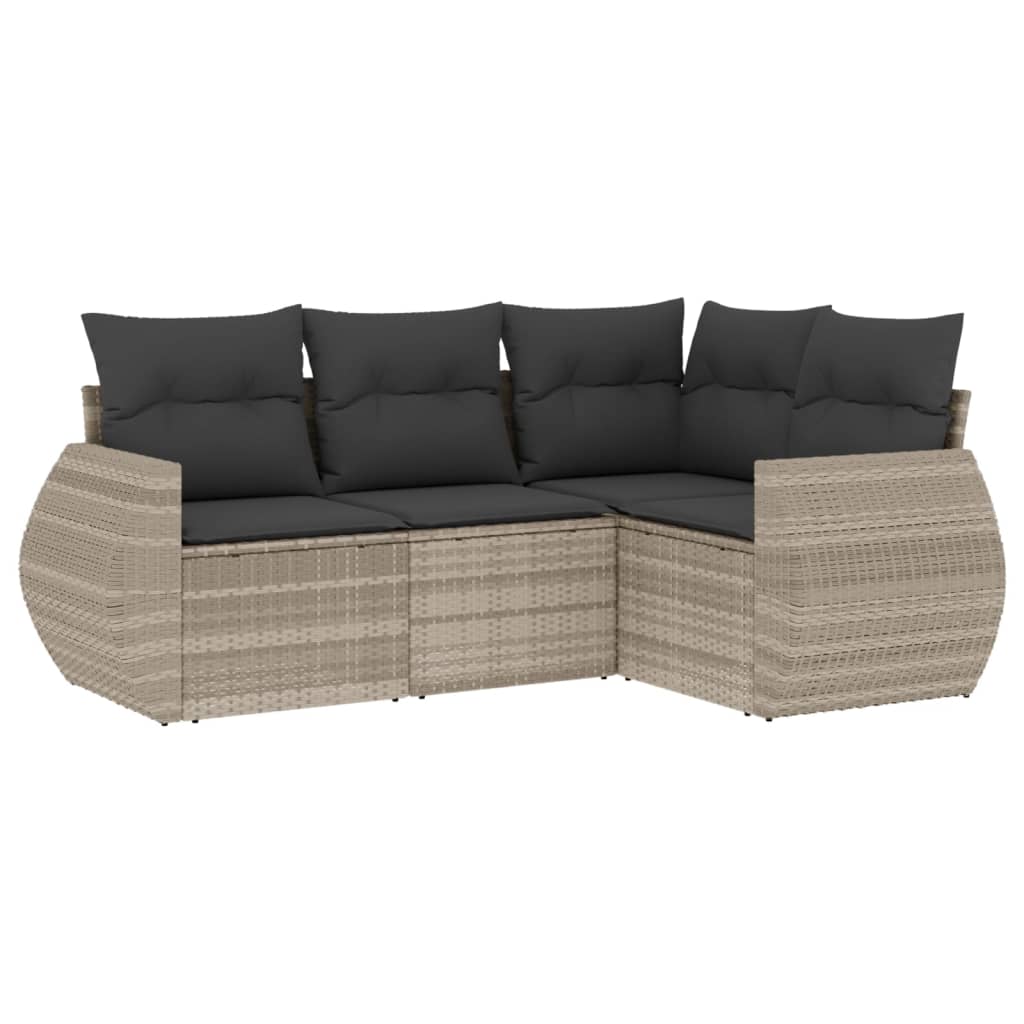 4-delige Loungeset met kussens poly rattan lichtgrijs is nu te koop bij PeponiXL, paradijselijk wonen!