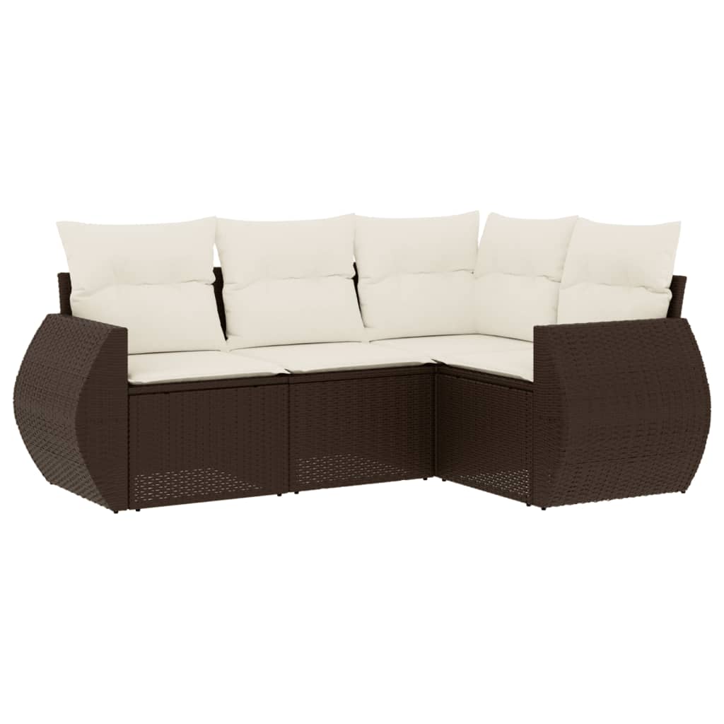 4-delige Loungeset met kussens poly rattan bruin is nu te koop bij PeponiXL, paradijselijk wonen!
