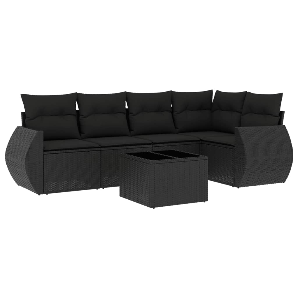 6-delige Loungeset met kussens poly rattan zwart is nu te koop bij PeponiXL, paradijselijk wonen!