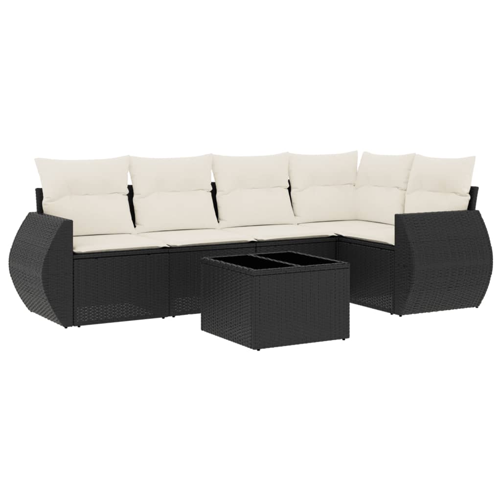 6-delige Loungeset met kussens poly rattan zwart is nu te koop bij PeponiXL, paradijselijk wonen!