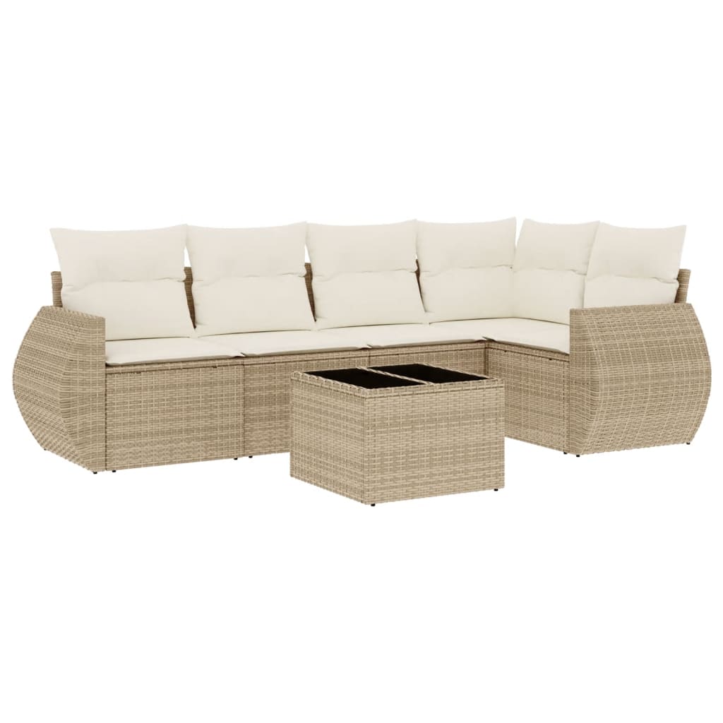 6-delige Loungeset met kussens poly rattan beige is nu te koop bij PeponiXL, paradijselijk wonen!