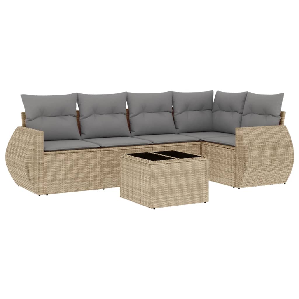 6-delige Loungeset met kussens poly rattan beige is nu te koop bij PeponiXL, paradijselijk wonen!
