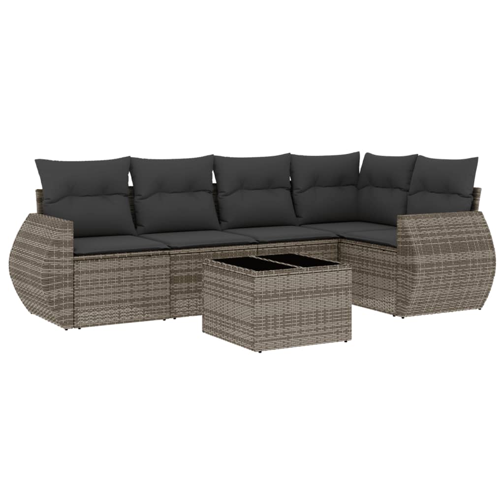 6-delige Loungeset met kussens poly rattan grijs is nu te koop bij PeponiXL, paradijselijk wonen!