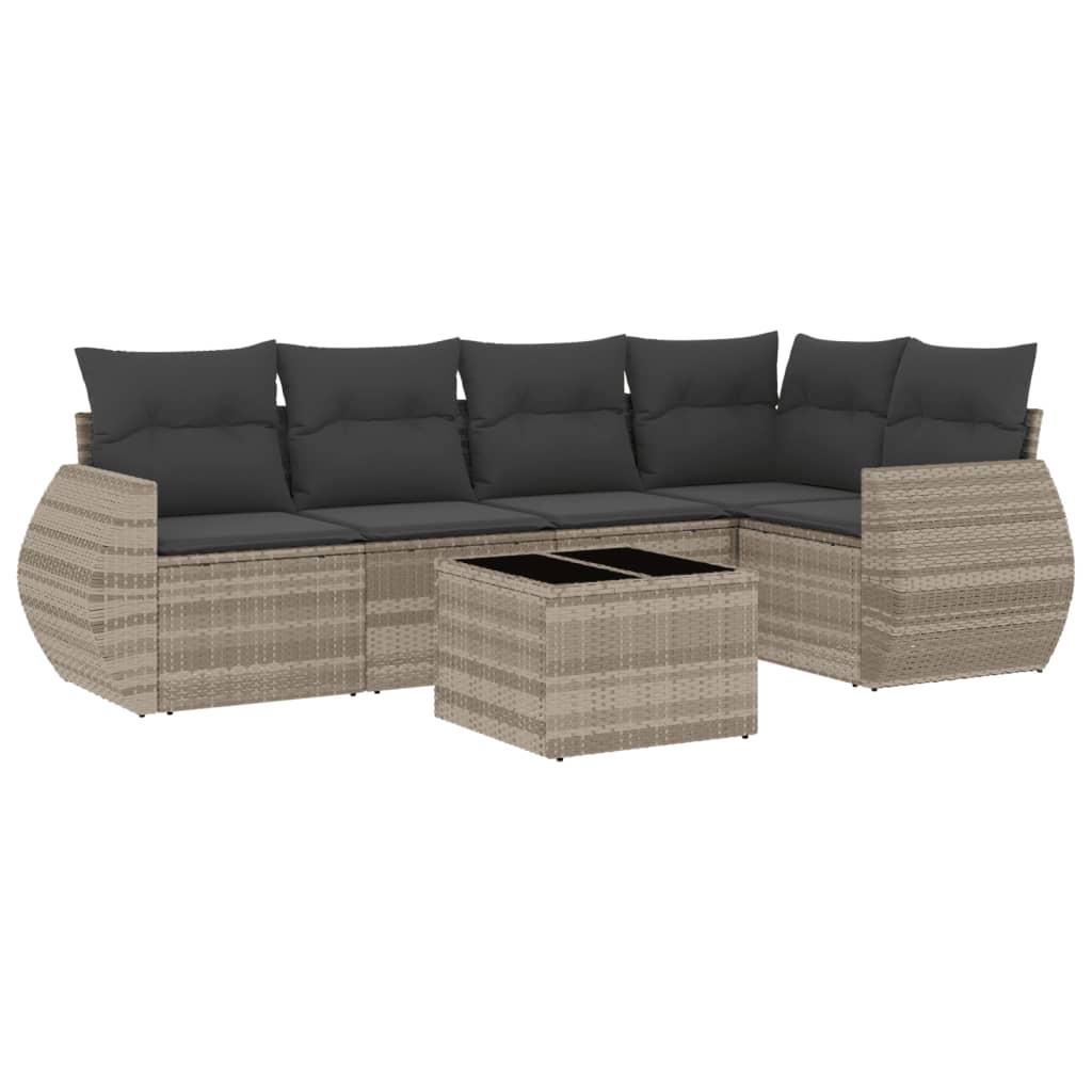 6-delige Loungeset met kussens poly rattan lichtgrijs is nu te koop bij PeponiXL, paradijselijk wonen!