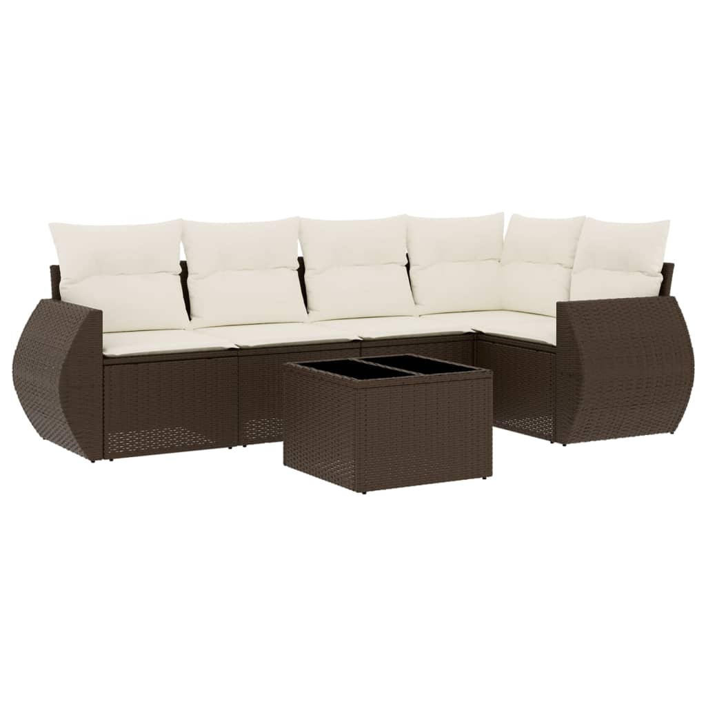 6-delige Loungeset met kussens poly rattan bruin is nu te koop bij PeponiXL, paradijselijk wonen!