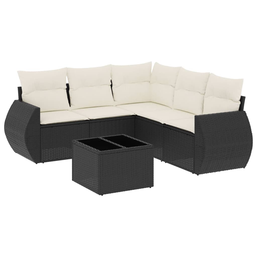 6-delige Loungeset met kussens poly rattan zwart is nu te koop bij PeponiXL, paradijselijk wonen!