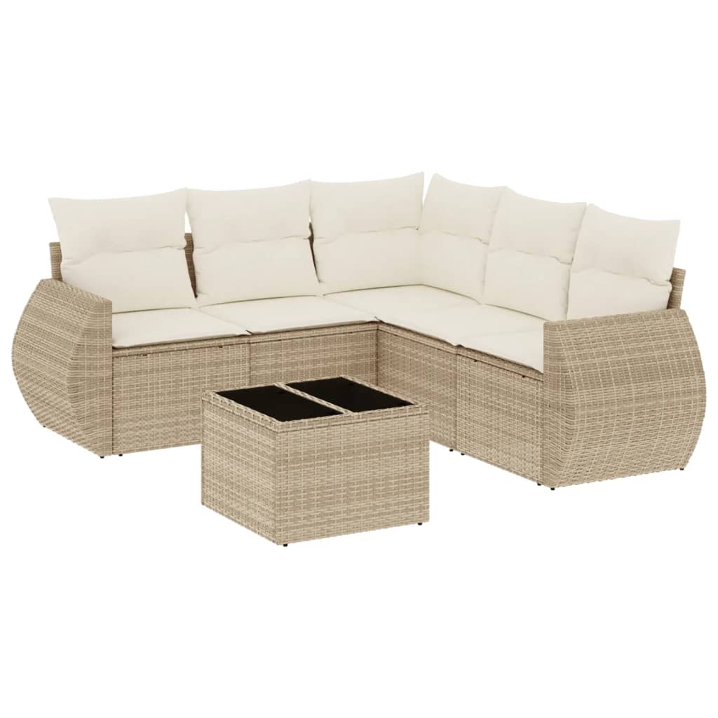 6-delige Loungeset met kussens poly rattan beige is nu te koop bij PeponiXL, paradijselijk wonen!