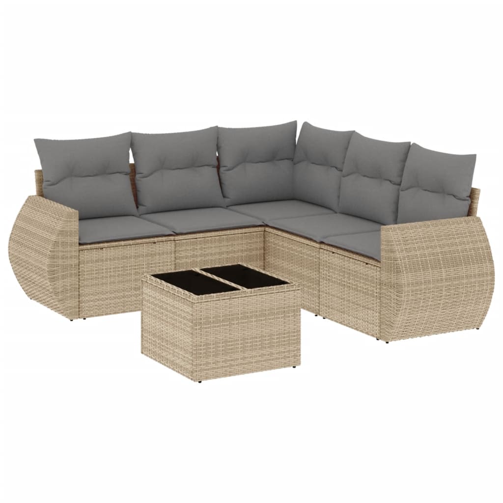 6-delige Loungeset met kussens poly rattan beige is nu te koop bij PeponiXL, paradijselijk wonen!