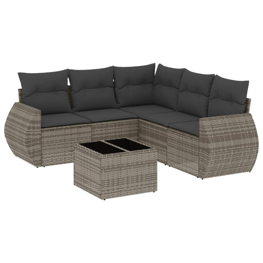 6-delige Loungeset met kussens poly rattan grijs is nu te koop bij PeponiXL, paradijselijk wonen!