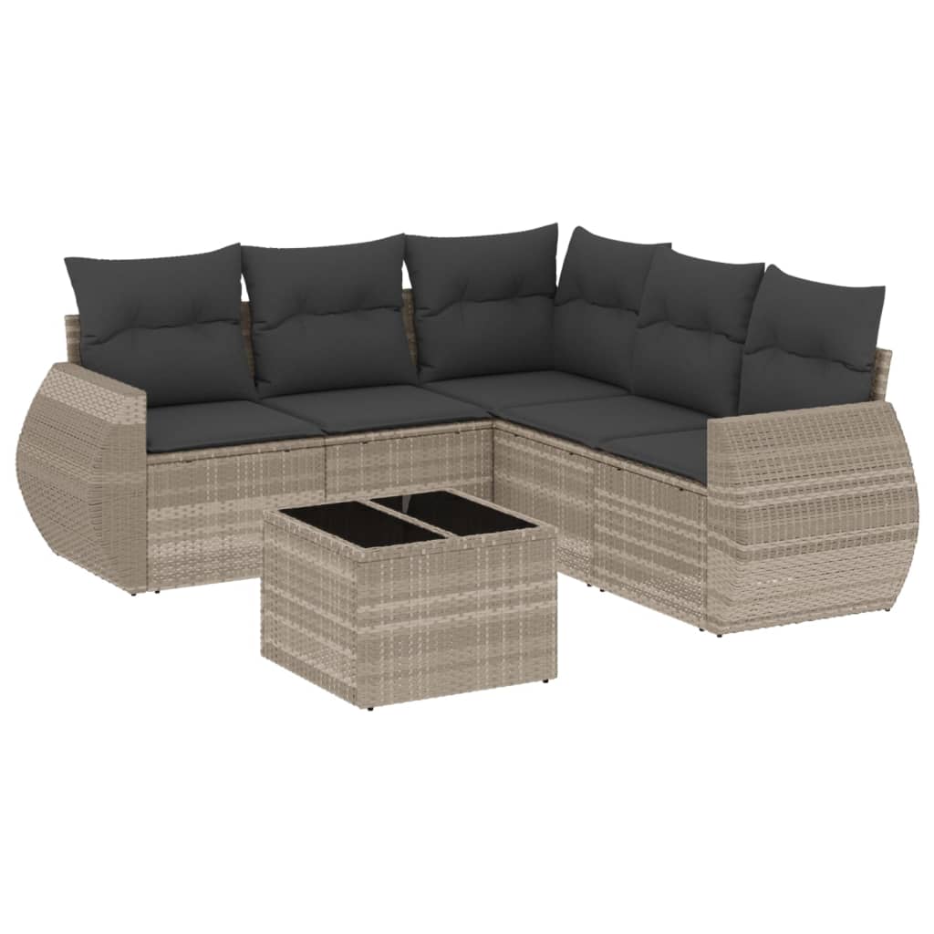 6-delige Loungeset met kussens poly rattan lichtgrijs is nu te koop bij PeponiXL, paradijselijk wonen!