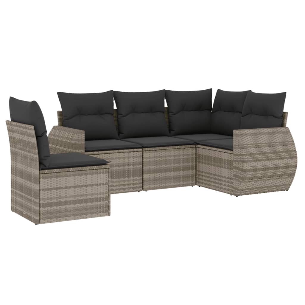 5-delige Loungeset met kussens poly rattan lichtgrijs is nu te koop bij PeponiXL, paradijselijk wonen!