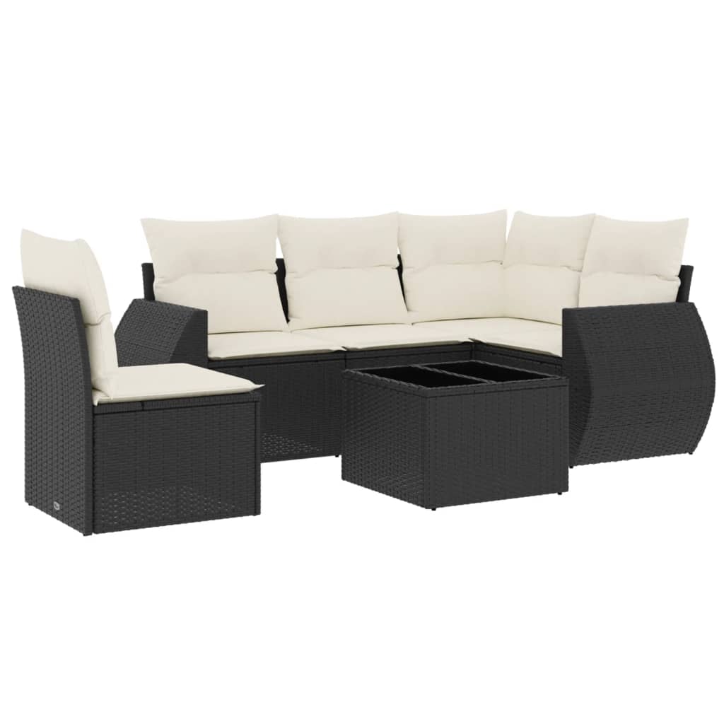 6-delige Loungeset met kussens poly rattan zwart is nu te koop bij PeponiXL, paradijselijk wonen!