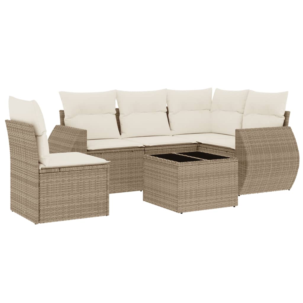 6-delige Loungeset met kussens poly rattan beige is nu te koop bij PeponiXL, paradijselijk wonen!