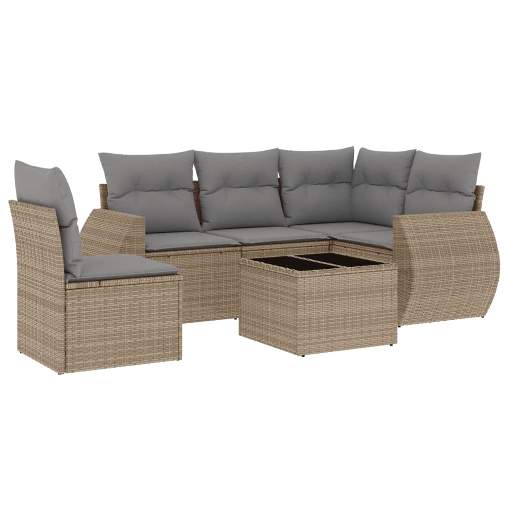6-delige Loungeset met kussens poly rattan beige is nu te koop bij PeponiXL, paradijselijk wonen!