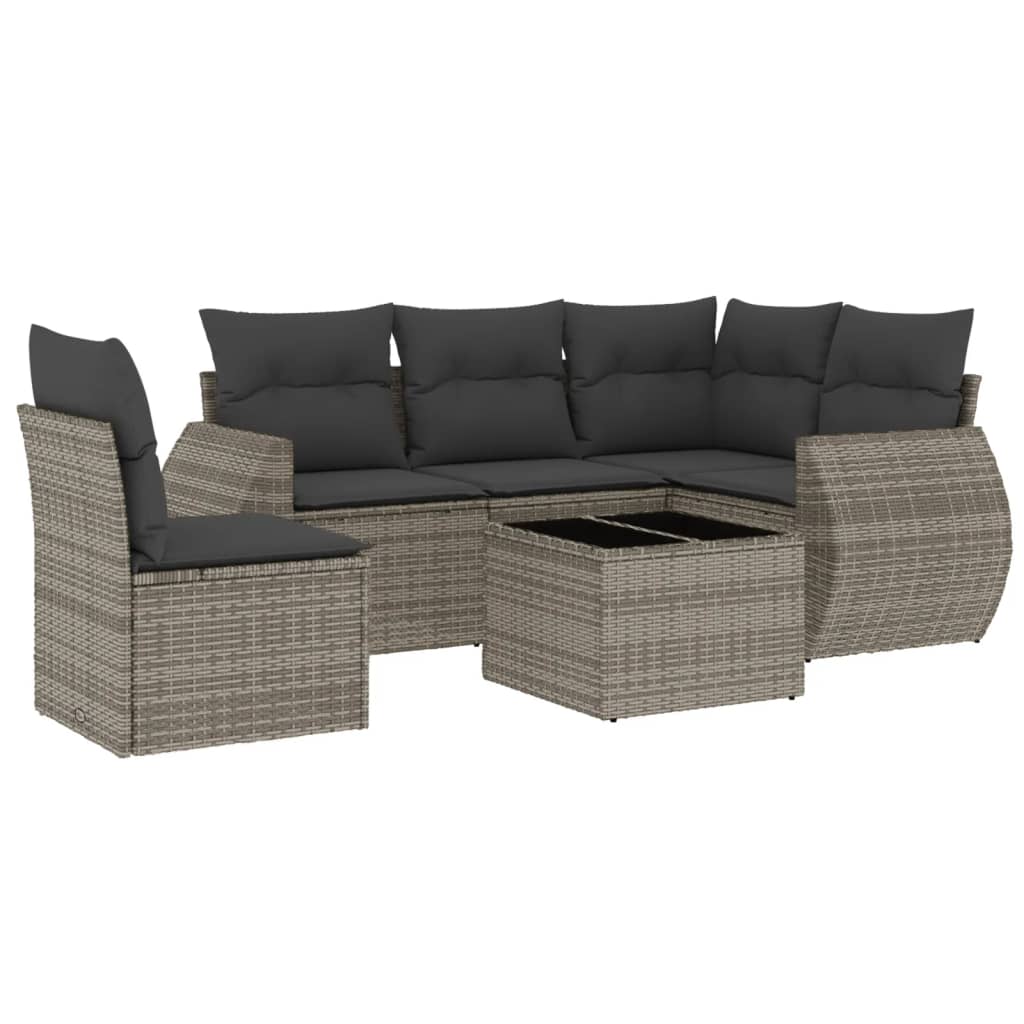 6-delige Loungeset met kussens poly rattan grijs is nu te koop bij PeponiXL, paradijselijk wonen!