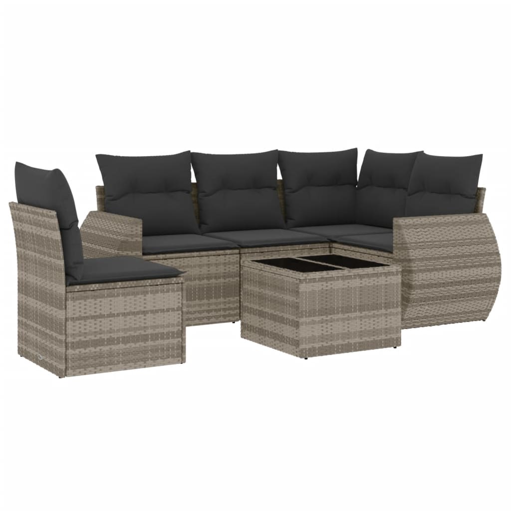 6-delige Loungeset met kussens poly rattan lichtgrijs is nu te koop bij PeponiXL, paradijselijk wonen!